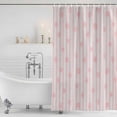 thumbnail image 2 of Pink Snowflakes Shower Curtain, Waterproof Shower Curtains for Bathroom, Vertical Stripes Geometric Minimalist Art Washable Fabric Bathtub Curtain Set Bath Decor with 12 Hooks Long 72"x84", 2 of 6