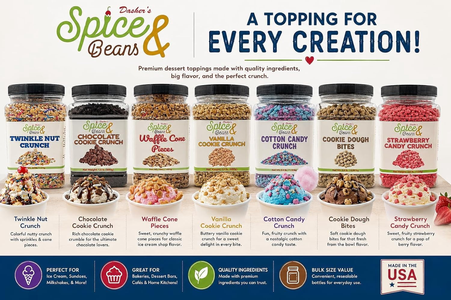 Cotton Candy Crunch Ice Cream Topping & Cake Decoration 12oz , by Dasher's Spice & Beans