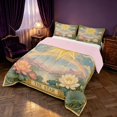 thumbnail image 3 of Homewish Gold Star Rainbow Full Size Comforter Sets, Chic Lotus Bedding Comforter Set, Pink Reversible 3 Pieces, 1 Comforter and 2 Pillowcases, 3 of 6