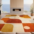 thumbnail image 2 of Design&I 8'x10' Washable Area Rug Snag-Free Burnt Orange Beige Terracotta Abstract Retro Geometric Mid Century Modern Design for Dining Room, Large Office, Lounge, 2 of 7