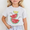 thumbnail image 2 of Baby Girl Summer Clothes Kids Summer Cute Watermelon Prints Short Sleeved Round Neck T Shirt Toddler Casual Breathable Tops Baby Boy Summer Clothes White 10 Years-11 Years, 2 of 4