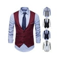 thumbnail image 3 of Yuemengxuan Men Business Waistcoat, Solid Color V-Neck Sleeveless Single-Breasted Suit Vest, 3 of 6