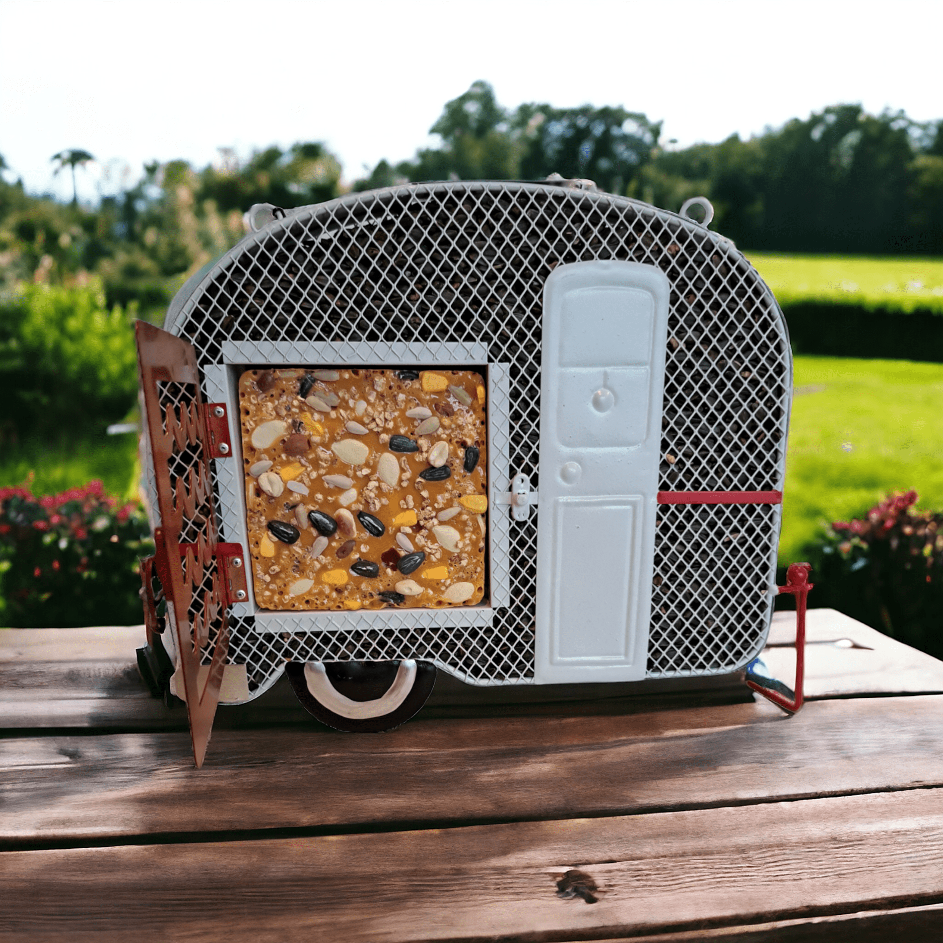 Gift Essentials Mesh Bird Feeder, Metal Sunflower Seed and Suet Feeder, White Camper