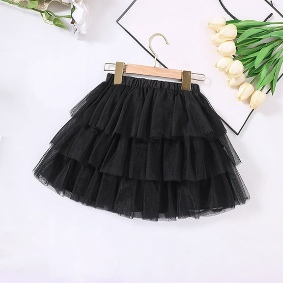 Fdrone Toddler Baby Girls Multi Layered Lace Dress Tutu Skirt Spring Summer Tulle Casual Dance Skirts Ballet Dance Dress Tiered Tutus for Baptism Dresses (18-24 Months, Black)