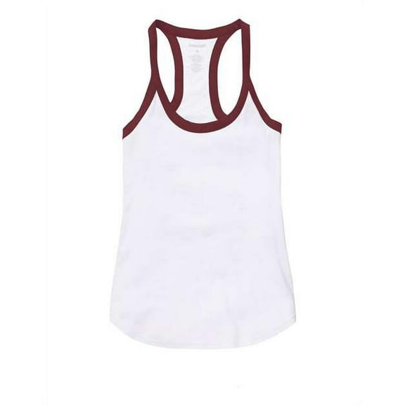 Boxercraft Women's Ringer Tank Top in White/ Maroon L | T48