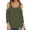 Army Green, variant on EDFBUYKRS Ribbed Crewneck Tee with Long Sleeves, Women's & Women's Plus L