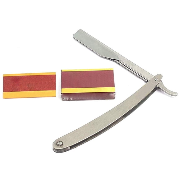 OdontoMed2011® Superfly Professional Straight Edge Razor with 11 Single Edge Derby Blades - Close Shaving Men's Manual Shaver Safety