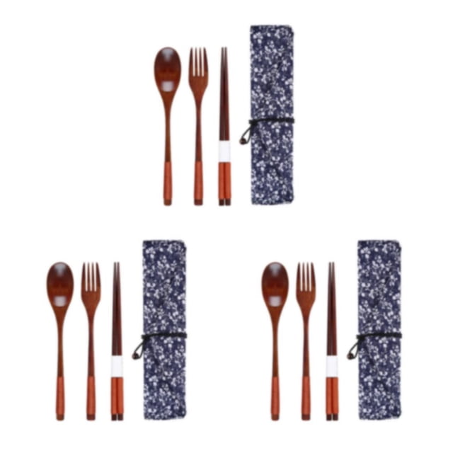 relayinert Set Portable Replacement Washable Reusable Hydration Polishing Student Children Chopstick Fork with Storage Bag Type 1 3PCS