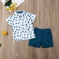 thumbnail image 4 of Xingqing Toddler Baby Boy Short Sleeve Button Down Shirt & Shorts Set 1T 2T 3T 4T 5T 6T Outfits Summer Clothes, 4 of 7