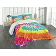 thumbnail image 3 of Ambesonne Rainbow Quilted Bedspread Set 3 Pcs, Rainbow Tie Dye Effect, King Size, Multicolor, 3 of 5