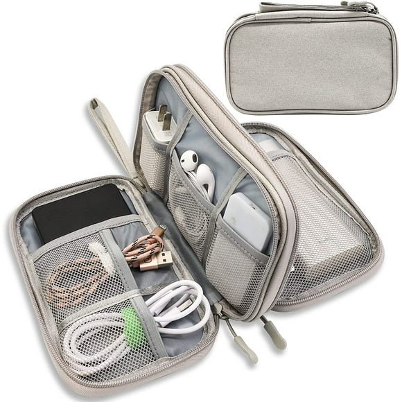 UTAH-Cable Organizer Bag, Portable Travel Cord Organizer case, All in One Waterproof Electronics Accessories Storage Bag for Cables, Chargers, Earphones, Hard Drives, 8.5 x 5 inch (Grey)