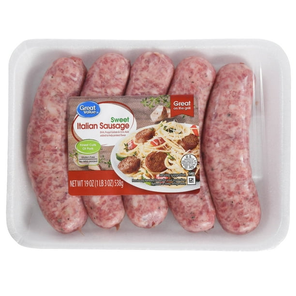 Great Value Sweet Italian Sausage, 5 Links, 1 lb 3 oz (Fresh)