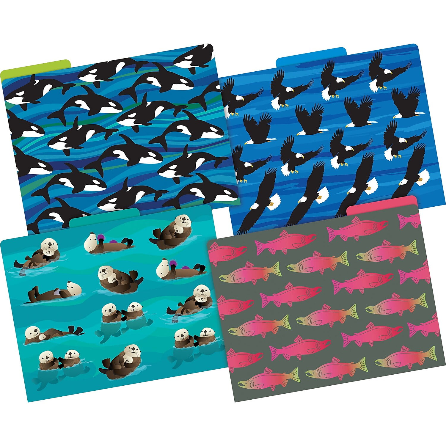Barker Creek Designer File Folders Set of 12, Sea & Sky, Multi-Design, Reversible, Colorful Patterns Inside and Out, Letter Size, 1/3 Cut Tabs, 12-Pack, Home, School and Office Supplies (1377)