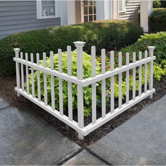 30in H x 40in W (2 Panels) No Dig Zippity Ashley Corner Vinyl Picket Fence, Garden Fence Border, Decorative Fence For Garden, White Vinyl Panels for Backyard, Patio & Yard, ZP19007