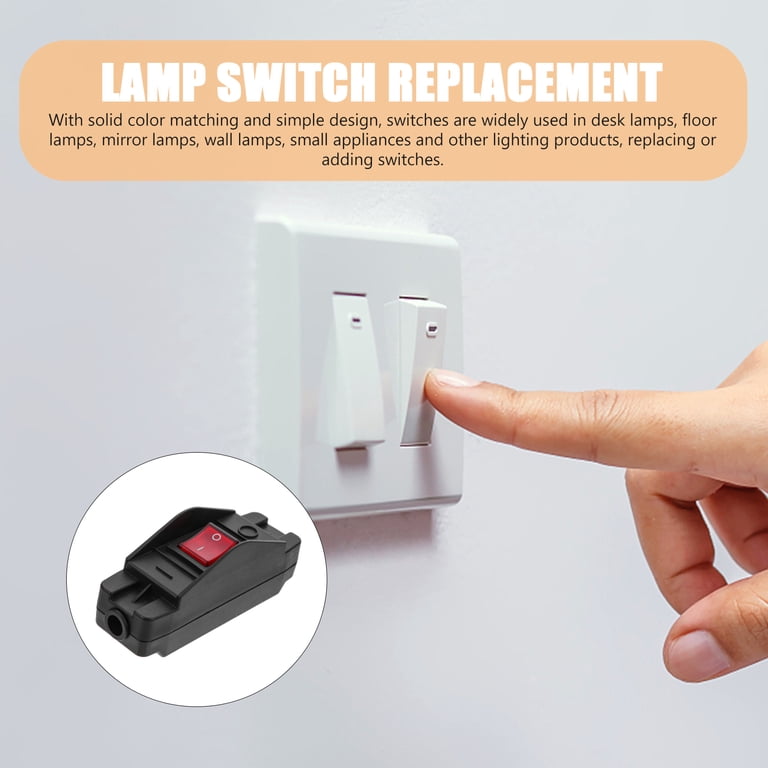 Light Cord Switch 2 Pack Inline Lamp Rocker Switch - 250V 2A, Touch On ...