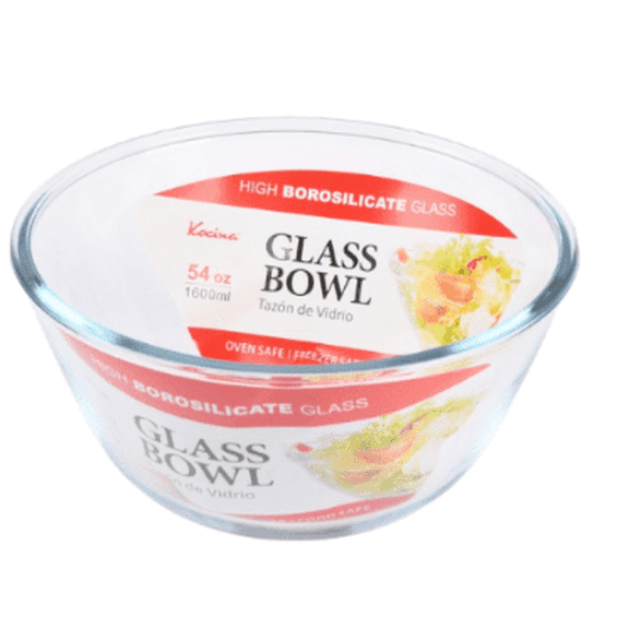 Clear Glass Mixing Bowl, 54 oz Large Glass Serving Bowl for Salad, Fruit, Mixing, Baking, Prep & Kitchen Food Storage