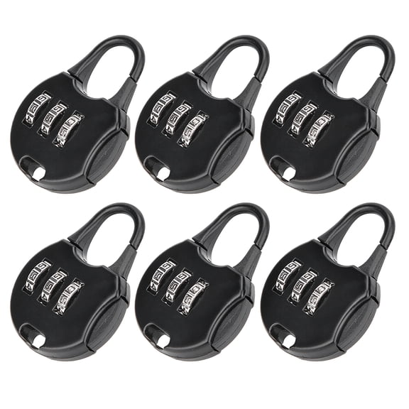 NFTIGB 6-Pack Portable 3-Digit Combination Padlock Anti-Theft Metal Luggage Lock for Backpacks and Travel Security, Black (1.5 inches / 3.8 cm)