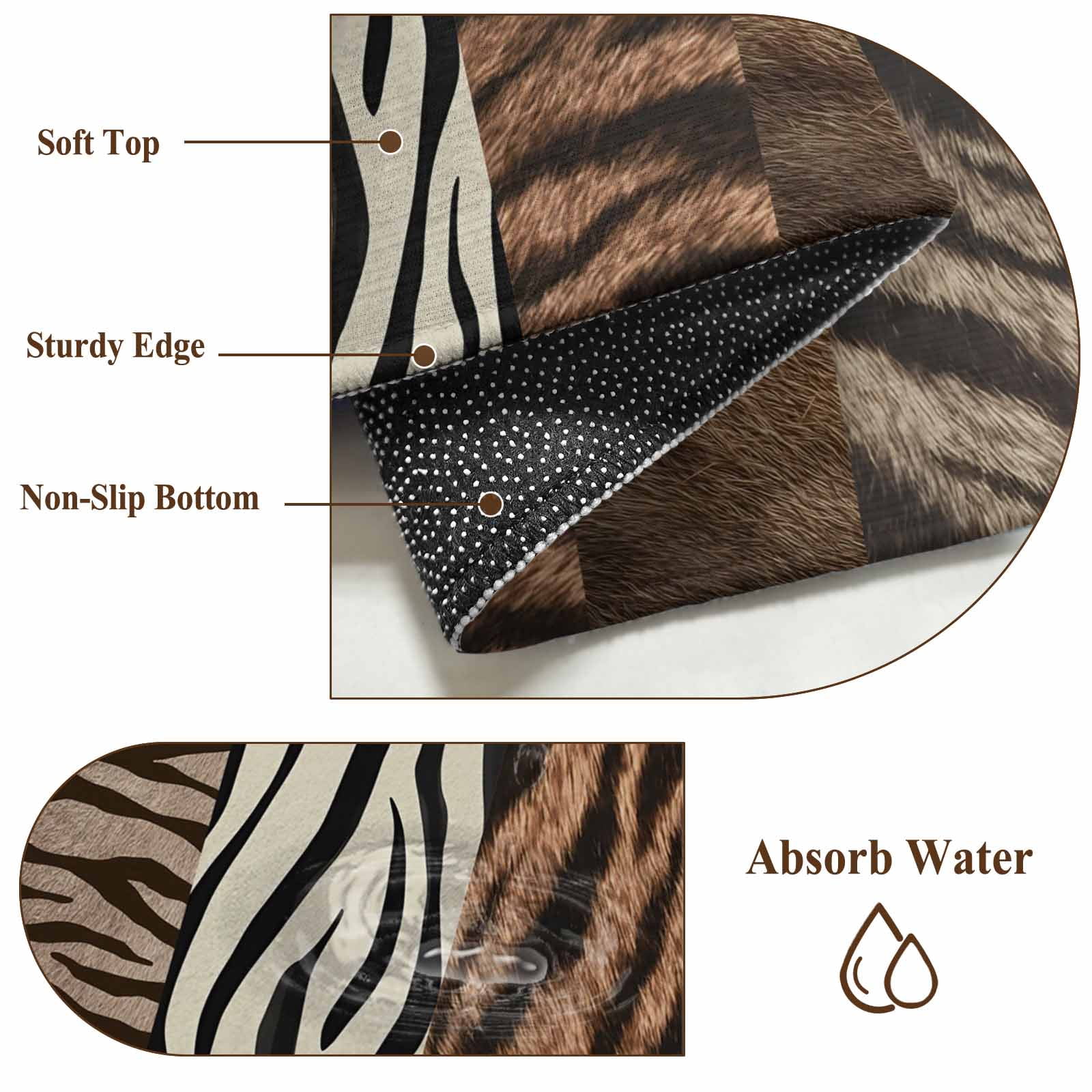 6x9 Area Rugs for Living Room, Animals Printed Striped Non Slip Area Rugs for Kitchen Bedroom Entryway, Rustic Country Zebra Textured Washable Carpet Runner Rug Floor Mats for Bedroom Home Decor