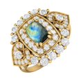 thumbnail image 1 of Bague de Mariage pour Femme en Argent Sterling 925 Plaqué Jaune, Labradorite en Forme de Coussin 6x4 mm, 1 of 4