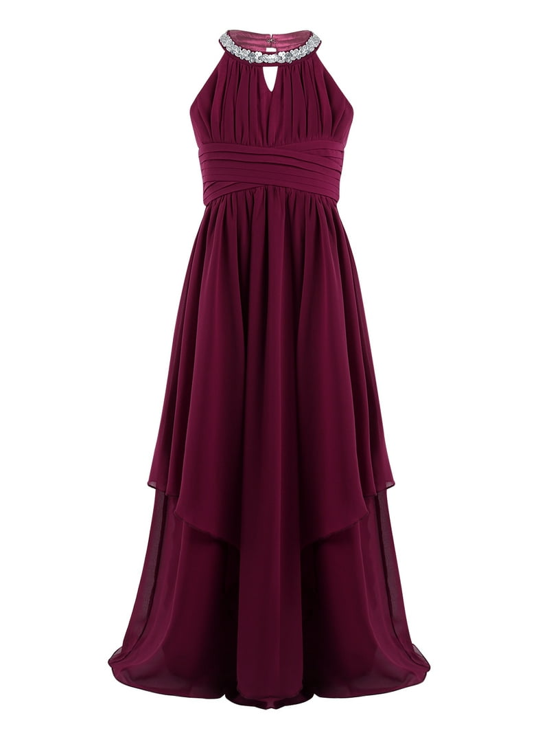 iEFiEL Girls Chiffon Sequined Flower Girl Dress Halter Princess Pageant Wedding Bridesmaid Dress Burgundy 12 - Walmart.com iEFiEL Girls Chiffon Sequined Flower Girl Dress Halter Princess Pageant Wedding Bridesmaid Dress Burgundy 12 - Walmart.com