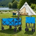 thumbnail image 6 of Foldable Wagon Cart, Collapsible Wagon Utility Cart with All-Terrain Wheels for Grocery Shopping, Camping, Fishing, Travel, Heavy Duty, 150L, Blue, 6 of 10