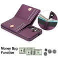 thumbnail image 6 of ELEHOLD Case for Samsung Galaxy S24,Business PU Leather Stand Case with Card Holder & Ring Holder,Deeppurple, 6 of 7