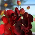 thumbnail image 5 of Hosley Artificail Flowers, 6 Pcs Orchid Phalaenopsis Touch Flowers 28Inch Long Burgundy Realistic Silk Floral Arrangement - for Wedding Party, Graden Decoration, Farmhouse, Home Décor, Office Décor, 5 of 9