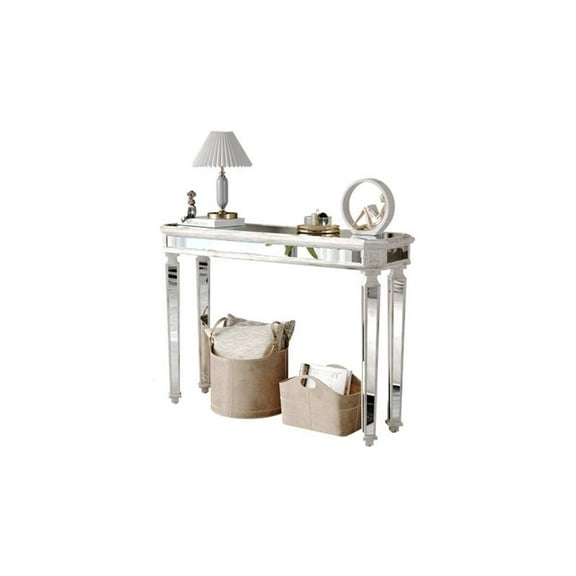 Homycasa Mirrored Console Table with Sleek Glass Top Reflective Silver Legs