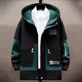 thumbnail image 2 of Luwomo Casual Jackets for Mens Mens Jackets Fall and Winter Hooded Long Sleeve Color Blocked Outdoor Style Loose Fit Coat with Pocket Tops Green,4XL, 2 of 4