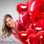 PMU Valentines Day Red Heart Shaped 18 Inches Mylar - Foil Balloons Pkg/50