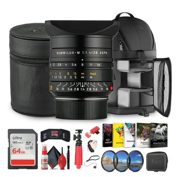 Leica Summilux-M 28mm f/1.4 ASPH. Lens (Black) Professional Wide-Angle Prime M-Mount for Low-Light, Street, Architecture, Travel & Documentary Photography (11668)   Sling Backpack   More