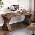 thumbnail image 5 of Tribesigns 63" Executive Desk, Modern Wood Large Office Computer Desk for Home Office, Brown, 5 of 7