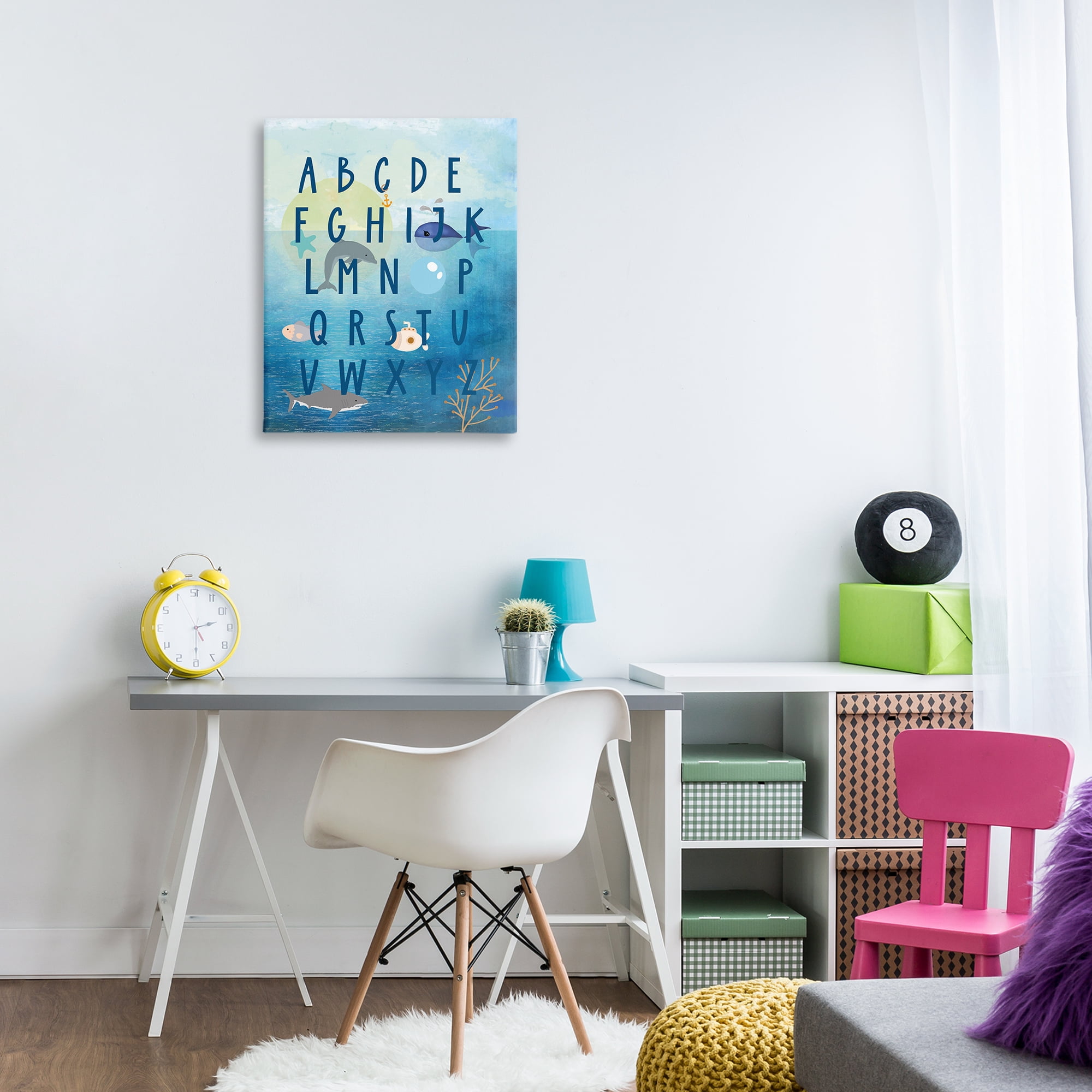 Stupell Industries Sea Creatures Alphabet Animals & Insects Painting Gallery Wrapped Canvas Art Print Wall Art, 24 x 30