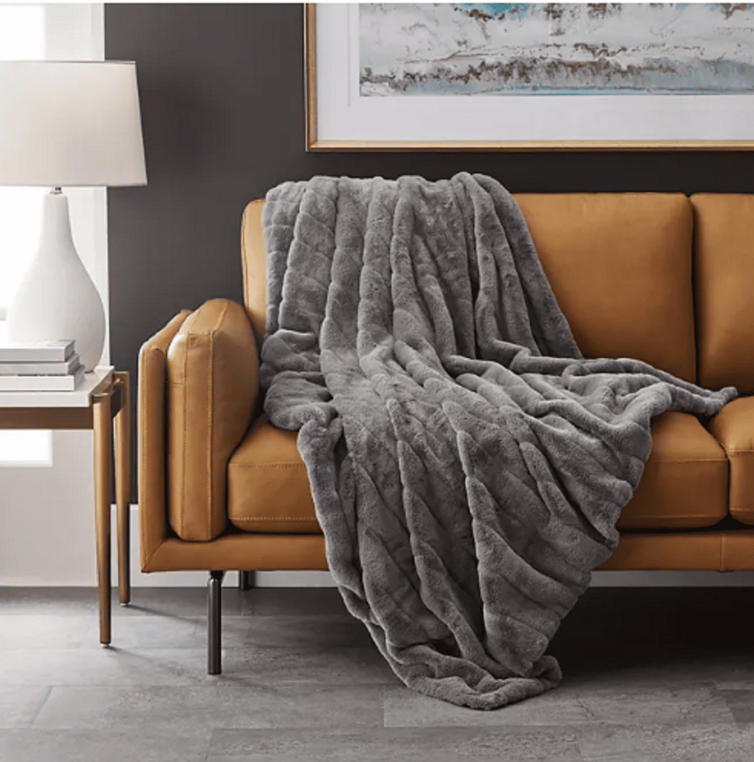 Hotel duCobb Oversize Luxury Ruched Faux Fur Throw by Dennis Basso