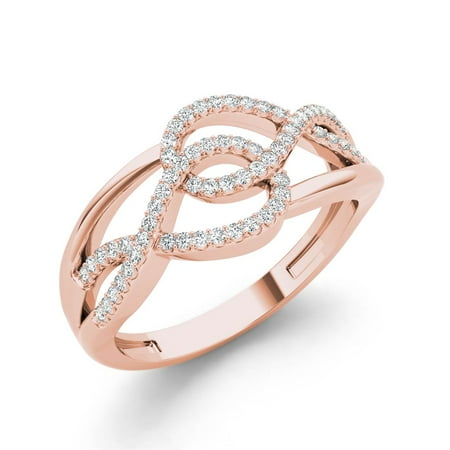 - 1/6ct TDW Diamond 10K Rose Gold Interlocking Loops Fashion ring