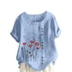 thumbnail image 1 of Vestidos Casuales Para Mujer, Blusas De Mujer De Moda Blusa informal de lino con cuello redondo, manga corta y botones para mujer, 1 of 4