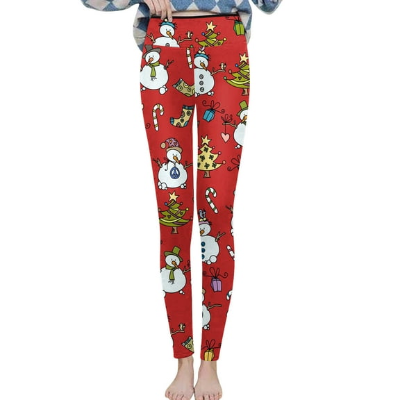 Fesfesfes Women Leggings Printing Warm Tight Thick Plush Wool Waist Full Length Pants Trousers Leggings