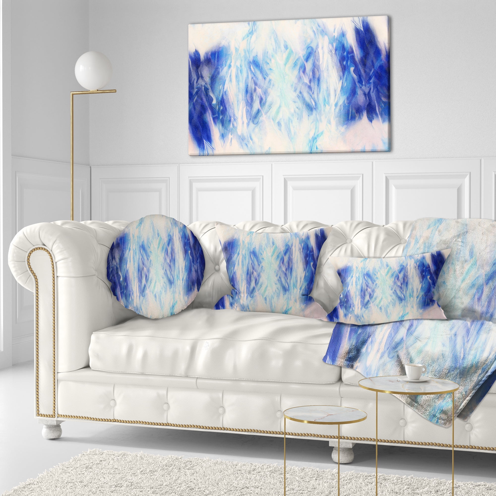 Designart Blue Collage with Spots - Abstract Throw Pillow - 12x20