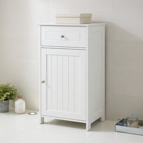 Resenkos Single Door Bathroom Cabinet with Adjustable Shelf and Drawer, Bathroom Cabinets for Entryway Storage, Home Office Furniture