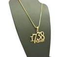 thumbnail image 4 of Hip Hop Gold Plated Rapper Style " 1738 " Zoo Gang Pendant & 2mm 20" Box Chain Necklace & Pierced Earring Set Jewelry Men's Accessory, 4 of 7