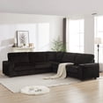 thumbnail image 6 of 110-Inch Oversized Corduroy Corner Sofa,L Shaped Corner Couch with two storage spaces,USB port & T-pyce port and Cup-holder , Deep Seat Comfy Upholstered Couches for Living Room(Not freely combinable), 6 of 9