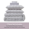 thumbnail image 4 of Virtu Queen Comforter Set, Seersucker Queen Size Comforter Set, 7-Pc All Season Bedding Comforter Set, White, 4 of 8