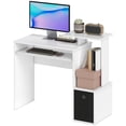 thumbnail image 1 of Computer Desk with Sliding Keyboard Tray Storage Drawer Shelf Home Office Workstation White, 1 of 7