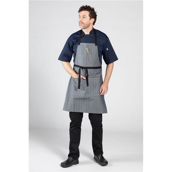 Uncommon Threads 3128-D4W1 34 x 23 in. Surge Bib Apron with Black Webbing, Gray - Triple - Denim