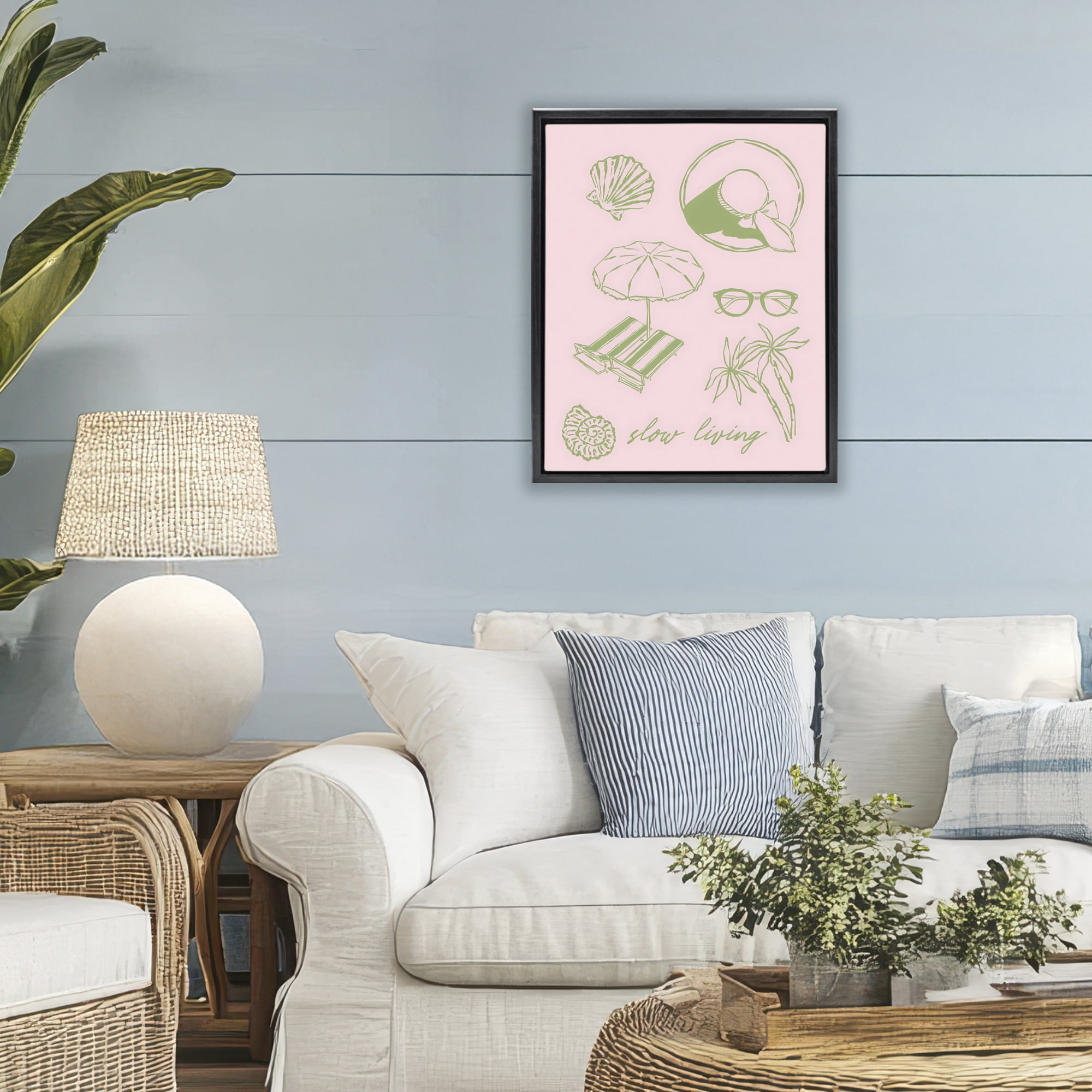 Stupell Industries Slow Beach Living Black Framed Floater Canvas Wall Art, design by The Prints Vibe