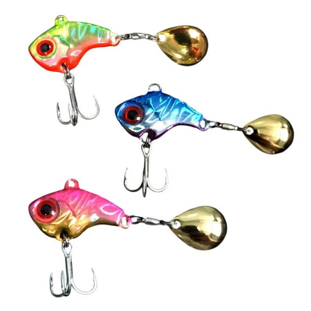 3Pcs Treble Hook Sequins Baits Casting Fishing Lures Baits Metal Spoon Lures