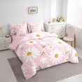thumbnail image 3 of Homewish Rustic Groovy Flower Bedding Comforter Set 7 Pieces, Cartoon Pink Floral Full Bedding Set, Teens Kids Boys Girls Reversible Fitted Sheet Flat Sheet, Luxury Bedroom Decor, 3 of 7