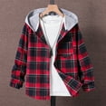 thumbnail image 2 of zbxnLI Boys Casual Jacket Plaid Printed Hooded Long Sleeve Shirts Fall Winter Outerwear 8-14 Years, 2 of 3