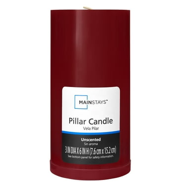 Mainstays Unscented Decorative Pillar Candle 3x6 Red, solid color