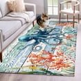 thumbnail image 5 of Area Rug 48×72in, Ocean Octopus Starfish Coral Floor Carpet Living Room Rug, Water Monster Blue Wood Board Non-Slip Welcome Mat Indoor Rugs for Bedroom Dining Room, 5 of 9